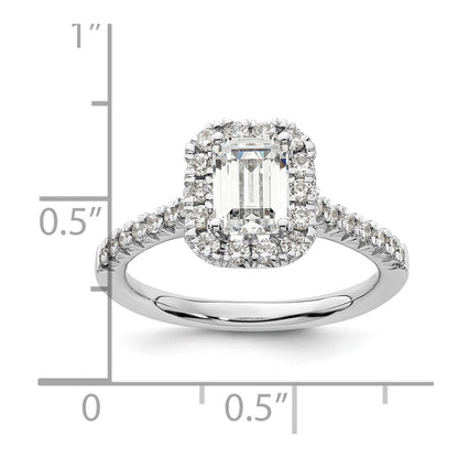 14k White Gold Halo (Holds 1.25 carat (6.8x5.2mm) Emerald-cut Center) 1/2 carat Diamond Semi-mount Engagement Ring