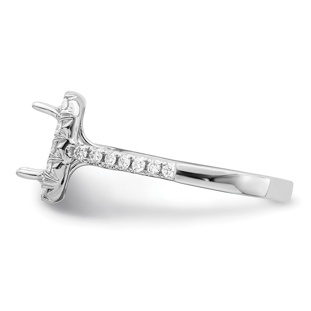 14k White Gold Halo (Holds 1.5 carat (7.7x5.8mm) Emerald-cut Center) 5/8 carat Diamond Semi-mount Engagement Ring