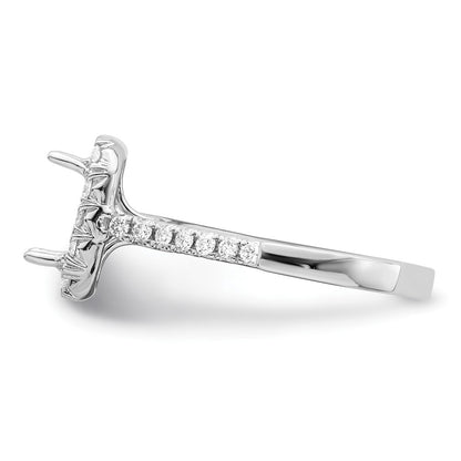 14k White Gold Halo (Holds 1.5 carat (7.7x5.8mm) Emerald-cut Center) 5/8 carat Diamond Semi-mount Engagement Ring