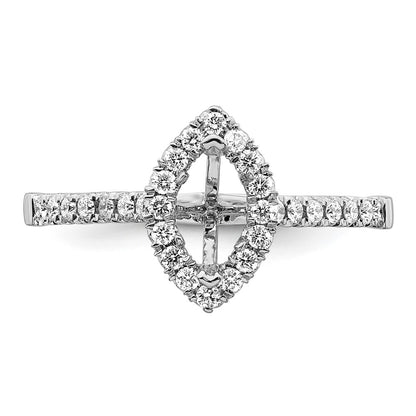 14k White Gold Halo (Holds 1/2 carat (7.9x4.1mm) Marquise Center) 1/3 carat Diamond Semi-mount Engagement Ring