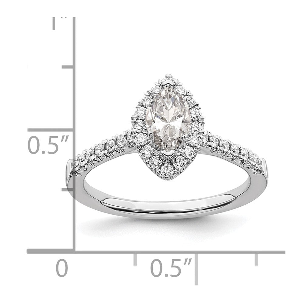 True Origin 14K White Gold 1/3 carat Lab Grown Diamond VS+ F+ Semi-Mount Marquise Halo Engagement Ring
