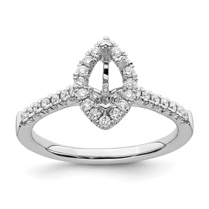 14k White Gold Halo (Holds 1/2 carat (7.9x4.1mm) Marquise Center) 1/3 carat Diamond Semi-mount Engagement Ring