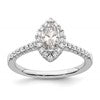 14k White Gold Halo (Holds 1/2 carat (7.9x4.1mm) Marquise Center) 1/3 carat Diamond Semi-mount Engagement Ring