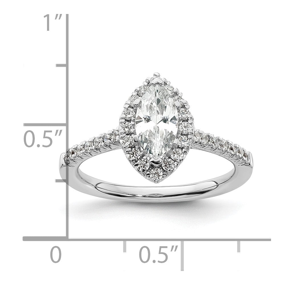 14k White Gold Halo (Holds 3/4 carat (8.7x4.7mm) Marquise Center) 1/3 carat Diamond Semi-mount Engagement Ring