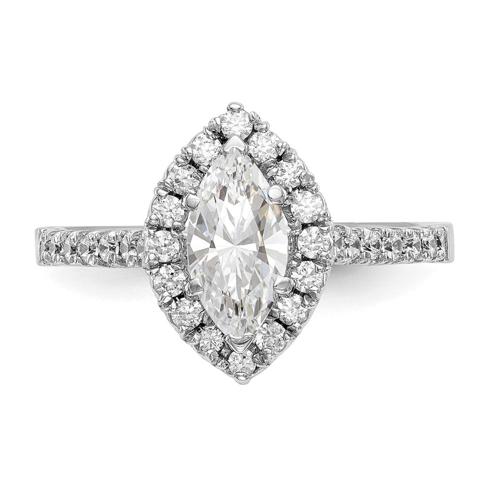 14k White Gold Halo (Holds 1 carat (9.5x5.5mm) Marquise Center) 1/2 carat Diamond Semi-mount Engagement Ring