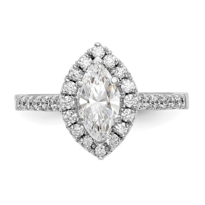 14k White Gold Halo (Holds 1 carat (9.5x5.5mm) Marquise Center) 1/2 carat Diamond Semi-mount Engagement Ring