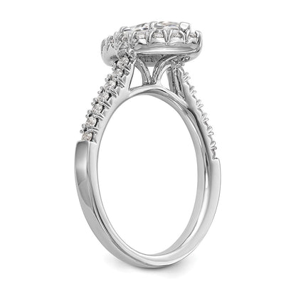 True Origin 14K White Gold 1/2 carat Lab Grown Diamond VS+ F+ Semi-Mount Marquise Halo Engagement Ring