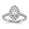 14k White Gold Halo (Holds 1 carat (9.5x5.5mm) Marquise Center) 1/2 carat Diamond Semi-mount Engagement Ring