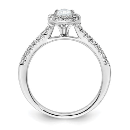 14k White Gold Halo (Holds 1/3 carat (5.6x4.00mm) Pear Center) 1/4 carat Diamond Semi-mount Engagement Ring
