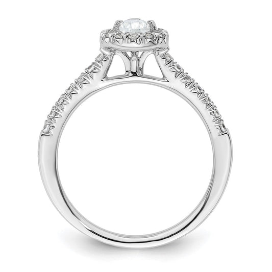 14k White Gold Halo (Holds 1/3 carat (5.6x4.00mm) Pear Center) 1/4 carat Diamond Semi-mount Engagement Ring