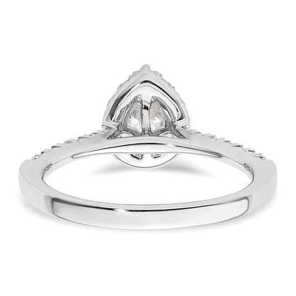 14k White Gold Halo (Holds 1/3 carat (5.6x4.00mm) Pear Center) 1/4 carat Diamond Semi-mount Engagement Ring