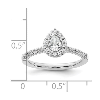 14k White Gold Halo (Holds 1/3 carat (5.6x4.00mm) Pear Center) 1/4 carat Diamond Semi-mount Engagement Ring