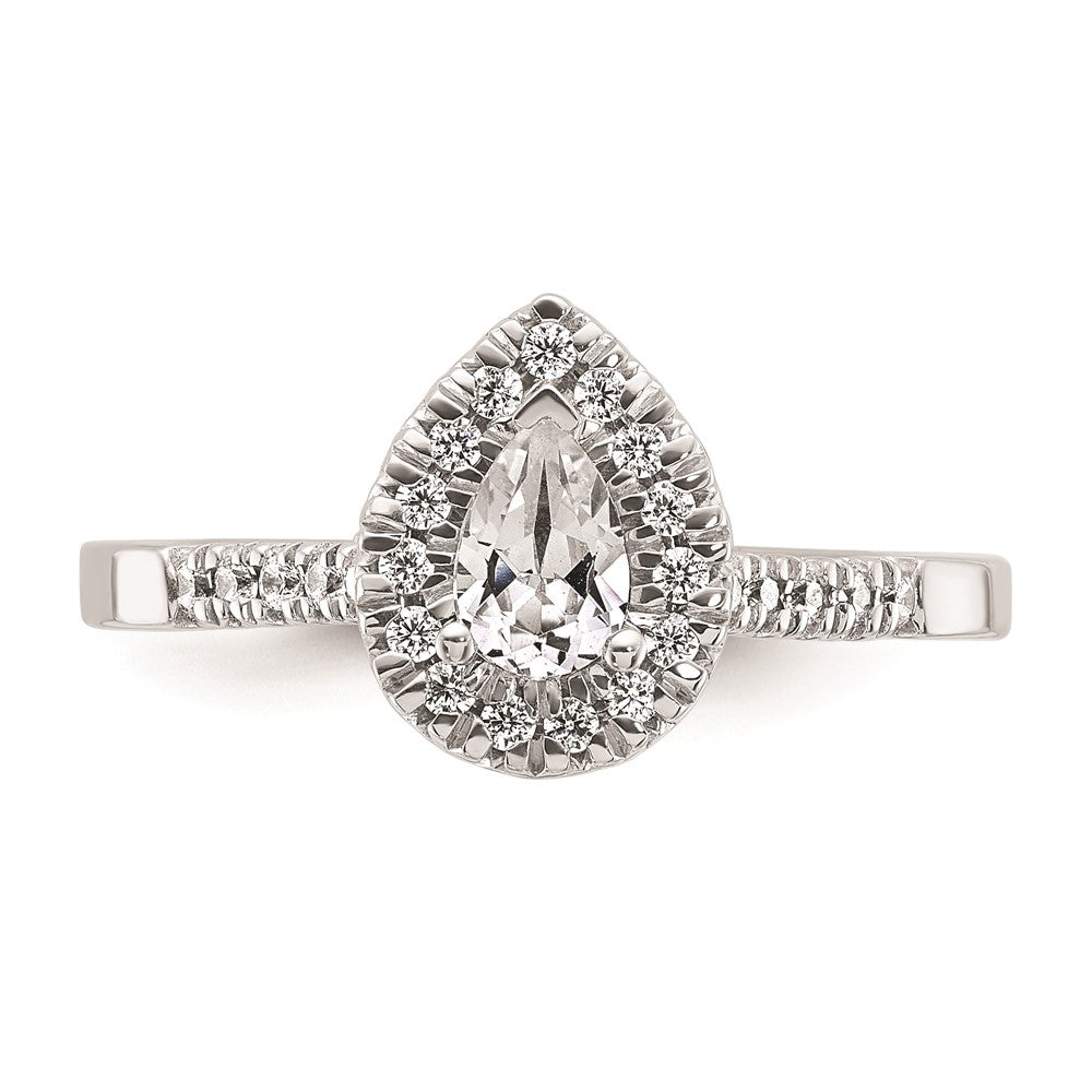14k White Gold Halo (Holds 1/2 carat (6.5x4.5mm) Pear Center) 1/3 carat Diamond Semi-mount Engagement Ring