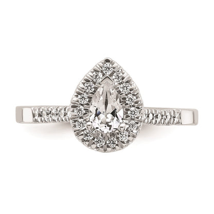 14k White Gold Halo (Holds 1/2 carat (6.5x4.5mm) Pear Center) 1/3 carat Diamond Semi-mount Engagement Ring