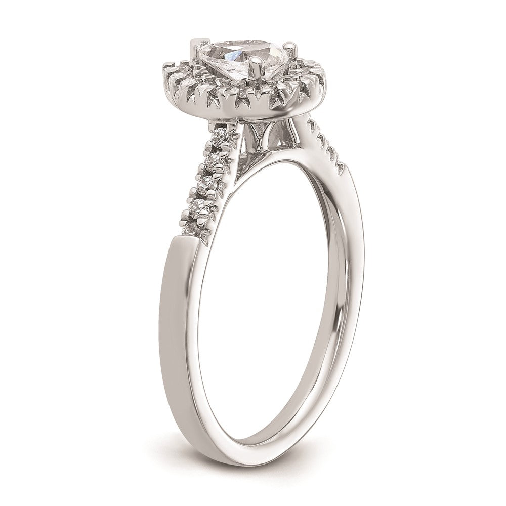 14k White Gold Halo (Holds 1/2 carat (6.5x4.5mm) Pear Center) 1/3 carat Diamond Semi-mount Engagement Ring