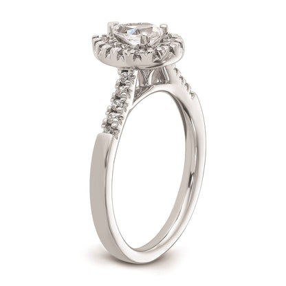 14k White Gold Halo (Holds 1/2 carat (6.5x4.5mm) Pear Center) 1/3 carat Diamond Semi-mount Engagement Ring