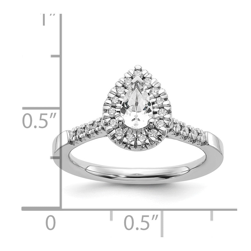 14k White Gold Halo (Holds 1/2 carat (6.5x4.5mm) Pear Center) 1/3 carat Diamond Semi-mount Engagement Ring