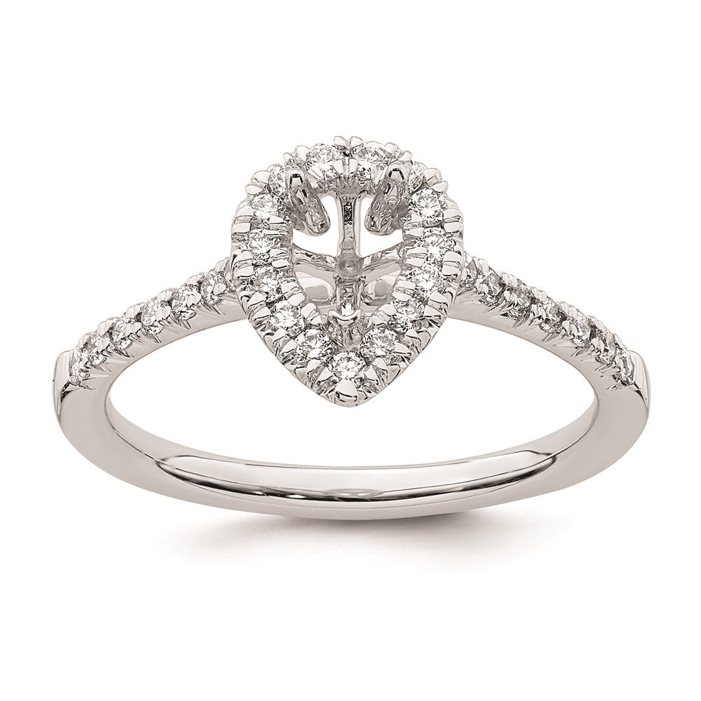 14k White Gold Halo (Holds 1/2 carat (6.5x4.5mm) Pear Center) 1/3 carat Diamond Semi-mount Engagement Ring