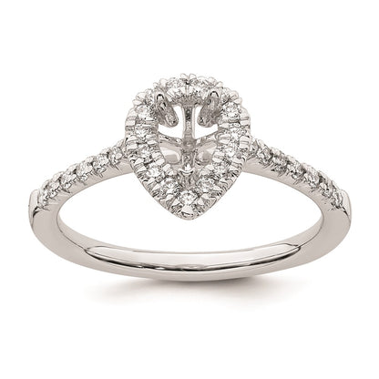 14k White Gold Halo (Holds 1/2 carat (6.5x4.5mm) Pear Center) 1/3 carat Diamond Semi-mount Engagement Ring