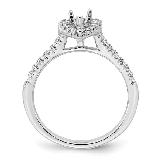True Origin 14K White Gold 1/3 carat Lab Grown Diamond VS  D E F  Semi Mount Pear Halo Engagement Ring