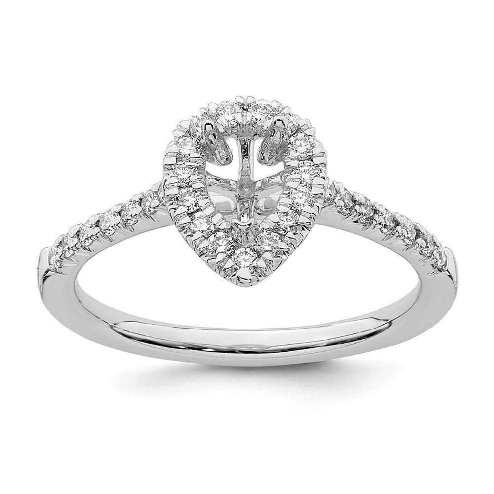 True Origin 14K White Gold 1/3 carat Lab Grown Diamond VS+ F+ Semi-Mount Pear Halo Engagement Ring
