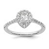 True Origin 14K White Gold 1/3 carat Lab Grown Diamond VS+ F+ Semi-Mount Pear Halo Engagement Ring