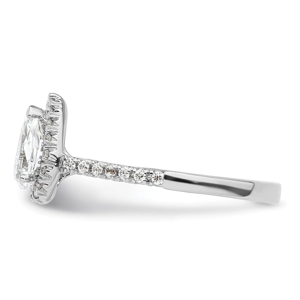 14k White Gold 1/3 carat Lab Grown Diamond VS/SI+ G+ 3/4 carat Center Pear Semi Mount Halo Engagement Ring
