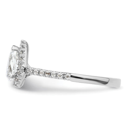 14k White Gold 1/3 carat Lab Grown Diamond VS/SI+ G+ 3/4 carat Center Pear Semi Mount Halo Engagement Ring