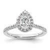 14k White Gold 1/3 carat Lab Grown Diamond VS/SI+ G+ 3/4 carat Center Pear Semi Mount Halo Engagement Ring