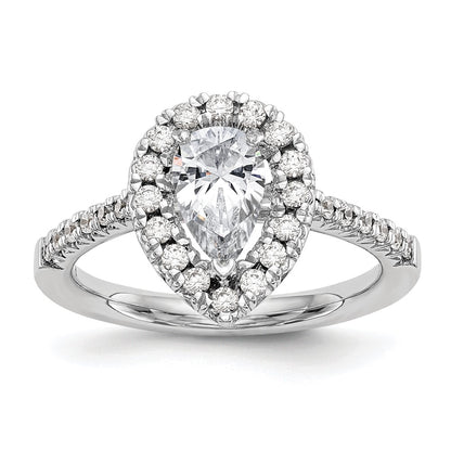 14k White Gold Halo (Holds 1 carat (8.7x5.6mm) Pear Center) 3/8 carat Diamond Semi-mount Engagement Ring