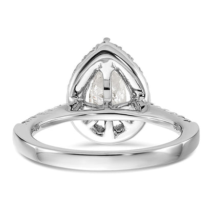 True Origin 14K White Gold 3/8 carat Lab Grown Diamond VS+ F+ Semi-Mount Pear Halo Engagement Ring