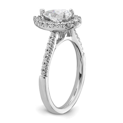 14k White Gold Halo (Holds 1 carat (8.7x5.6mm) Pear Center) 3/8 carat Diamond Semi-mount Engagement Ring