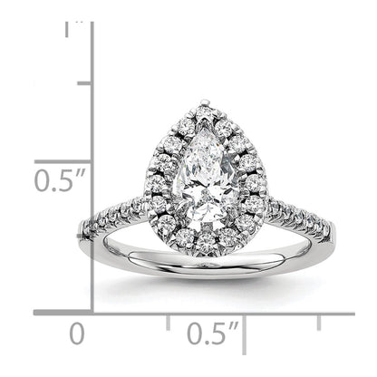 14k White Gold Halo (Holds 1 carat (8.7x5.6mm) Pear Center) 3/8 carat Diamond Semi-mount Engagement Ring