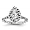 True Origin 14K White Gold 3/8 carat Lab Grown Diamond VS+ F+ Semi-Mount Pear Halo Engagement Ring
