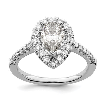 14k White Gold Halo (Holds 1.5 carat (9.9x6.4mm) Pear Center) 5/8 carat Diamond Semi-mount Engagement Ring