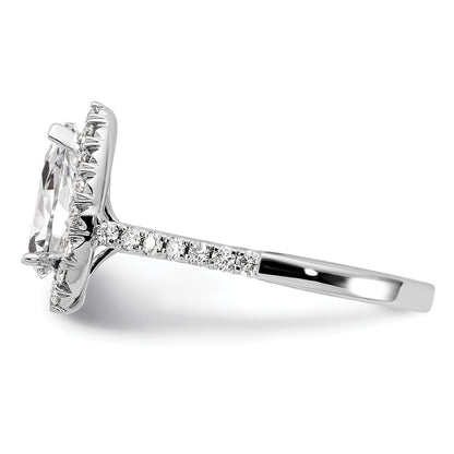 14k White Gold 5/8 carat Lab Grown Diamond VS/SI+ G+ 1 1/2 carat Center Pear Semi Mount Halo Engagement Ring