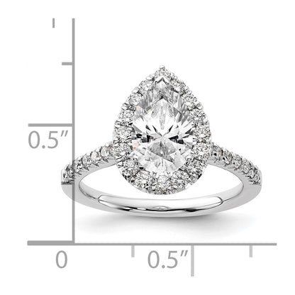 14k White Gold Halo (Holds 1.5 carat (9.9x6.4mm) Pear Center) 5/8 carat Diamond Semi-mount Engagement Ring