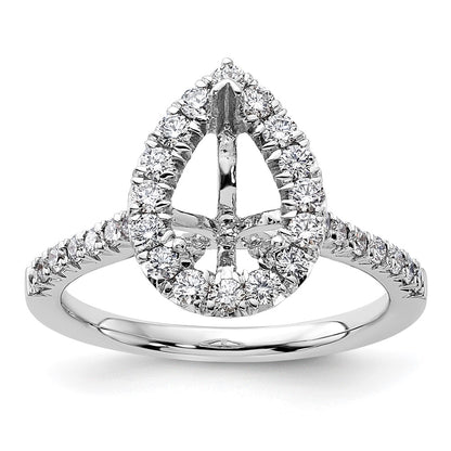 14k White Gold 5/8 carat Lab Grown Diamond VS/SI+ G+ 1 1/2 carat Center Pear Semi Mount Halo Engagement Ring