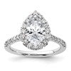 14k White Gold Halo (Holds 1.5 carat (9.9x6.4mm) Pear Center) 5/8 carat Diamond Semi-mount Engagement Ring