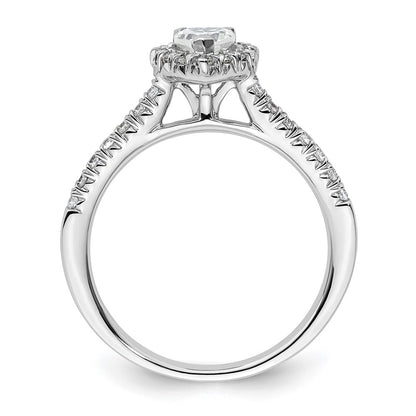 14k White Gold Halo (Holds 1/4 carat (4.2mm) Heart Center) 1/4 carat Diamond Semi-mount Engagement Ring