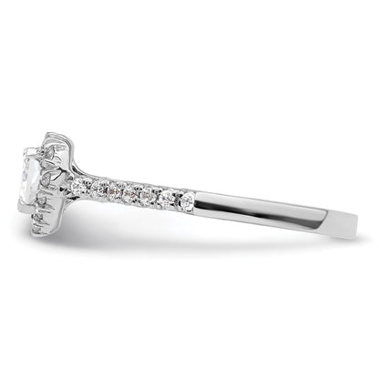14k White Gold Halo (Holds 1/4 carat (4.2mm) Heart Center) 1/4 carat Diamond Semi-mount Engagement Ring