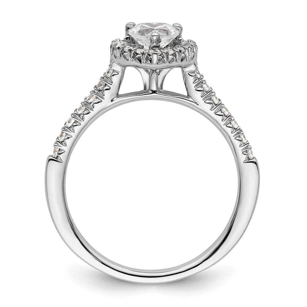 14k White Gold Halo (Holds 1/2 carat (5.2mm) Heart Center) 1/4 carat Diamond Semi-mount Engagement Ring