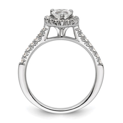 14k White Gold Halo (Holds 1/2 carat (5.2mm) Heart Center) 1/4 carat Diamond Semi-mount Engagement Ring
