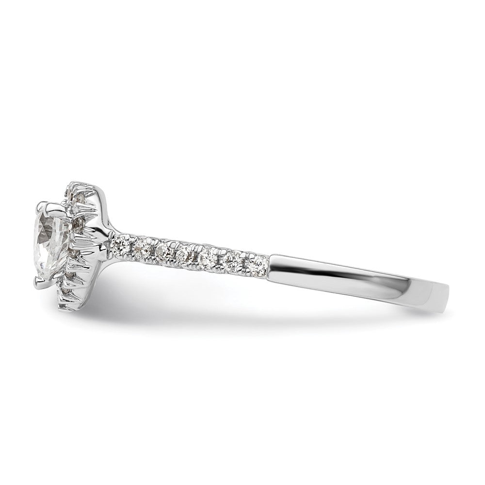 14k White Gold Halo (Holds 1/2 carat (5.2mm) Heart Center) 1/4 carat Diamond Semi-mount Engagement Ring