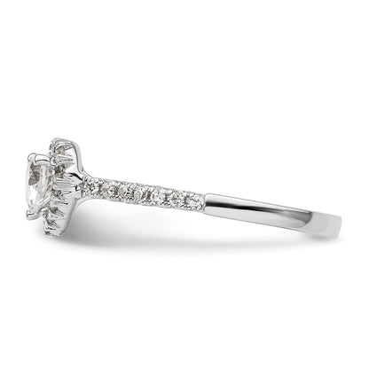 14k White Gold Halo (Holds 1/2 carat (5.2mm) Heart Center) 1/4 carat Diamond Semi-mount Engagement Ring