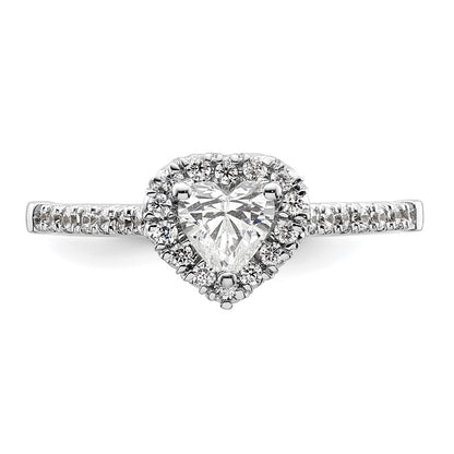 14k White Gold Halo (Holds 1/2 carat (5.2mm) Heart Center) 1/4 carat Diamond Semi-mount Engagement Ring