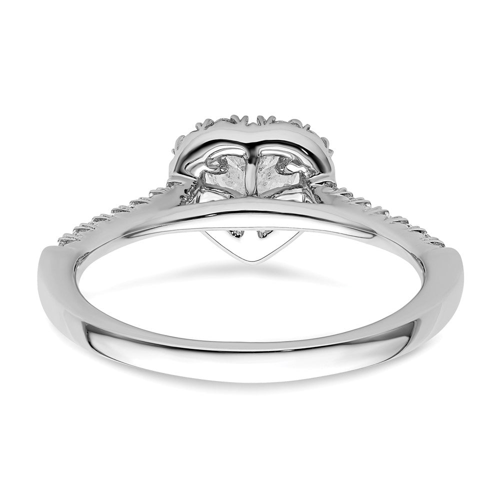 14k White Gold Halo (Holds 1/2 carat (5.2mm) Heart Center) 1/4 carat Diamond Semi-mount Engagement Ring