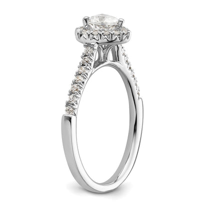 14k White Gold Halo (Holds 1/2 carat (5.2mm) Heart Center) 1/4 carat Diamond Semi-mount Engagement Ring