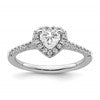 14k White Gold Halo (Holds 1/2 carat (5.2mm) Heart Center) 1/4 carat Diamond Semi-mount Engagement Ring