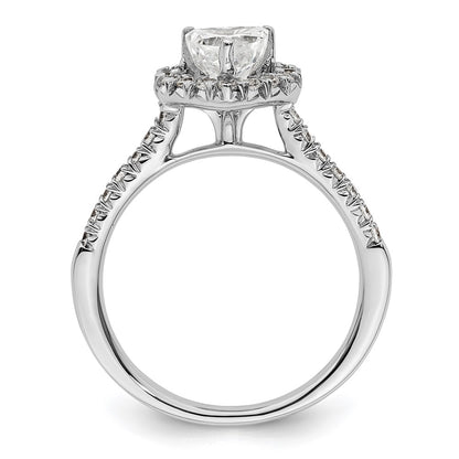 14k White Gold Halo (Holds 3/4 carat (6.00mm) Heart Center) 1/3 carat Diamond Semi-mount Engagement Ring